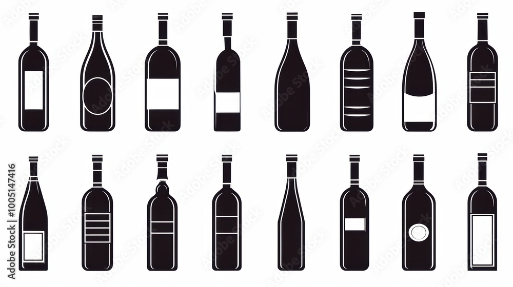 Vector illustration collection of wine bottle Vector illustration collection of wine bottle