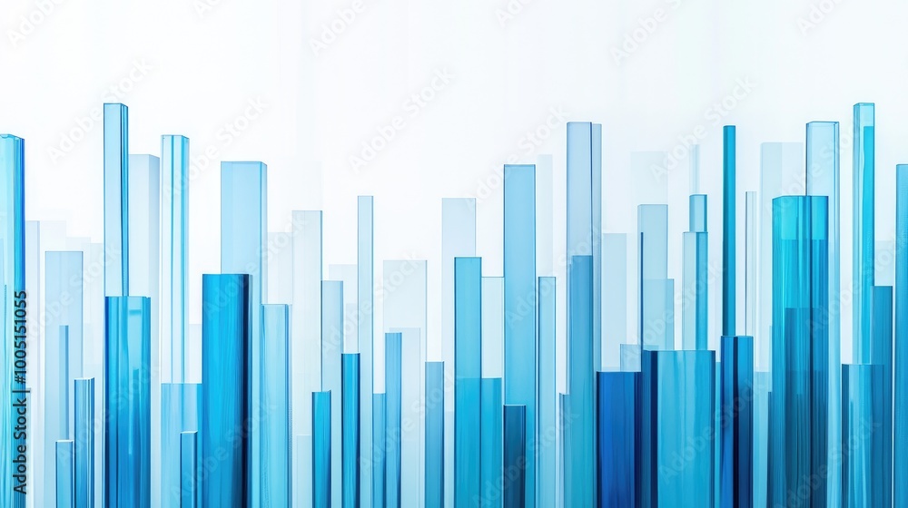 Obraz premium Blue Abstract Vertical Shapes on White Background