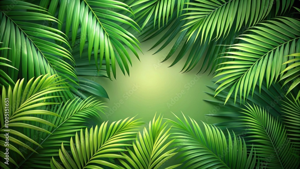 Lush green curved palm leaves on background overlay, palm leaves, green, tropical, nature,overlay, exotic, vibrant, botanical Lush green curved palm leaves on background overlay, palm leaves, green, tropical, nature,overlay, exotic, vibrant, botanical