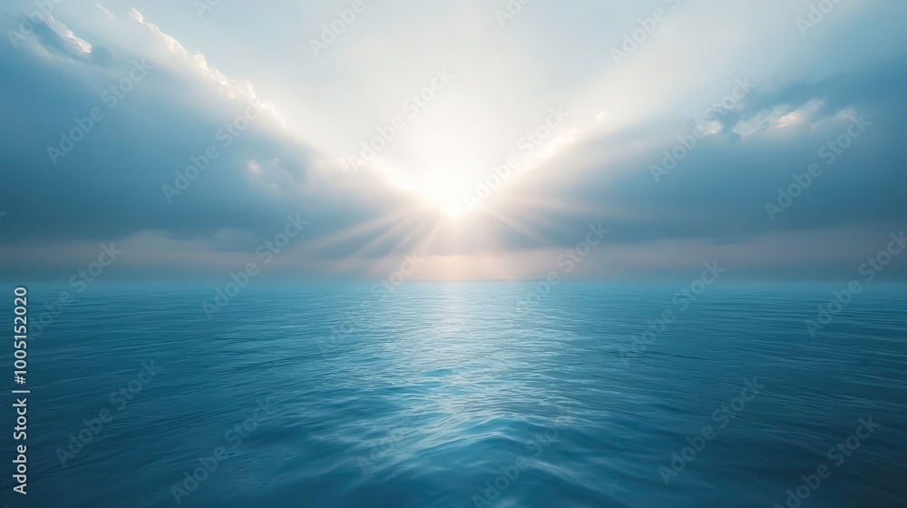 The sun is shining on the ocean, creating a beautiful and serene scene The sun is shining on the ocean, creating a beautiful and serene scene
