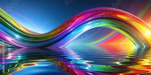 Abstract flow shape with rainbow reflections and refractions, abstract, flow, shape, rainbow, reflections, refractions, colorful