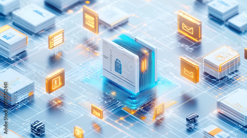 Document Security and Compliance, Capture the importance of document security and compliance measures with an image showcasing encrypted files and access control mechanisms photo