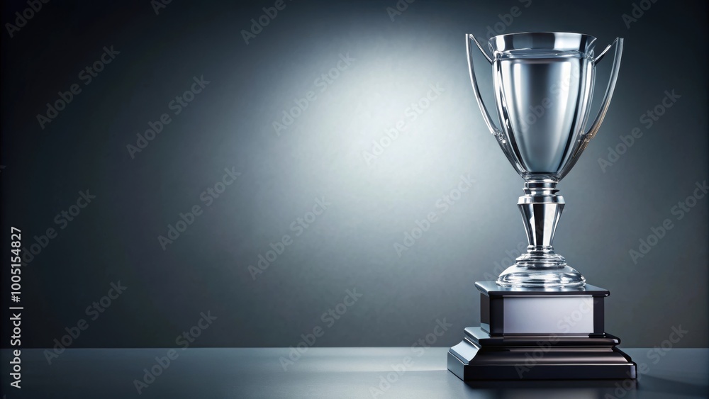 Glass trophy resting on a solid gray background, glass, trophy, award, prize, achievement, recognition, success, winning Glass trophy resting on a solid gray background, glass, trophy, award, prize, achievement, recognition, success, winning
