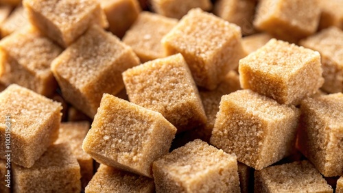 Close up of Demerara golden brown sugar cubes, brown sugar, cubes, close up, macro, sweet, ingredient, kitchen, baking