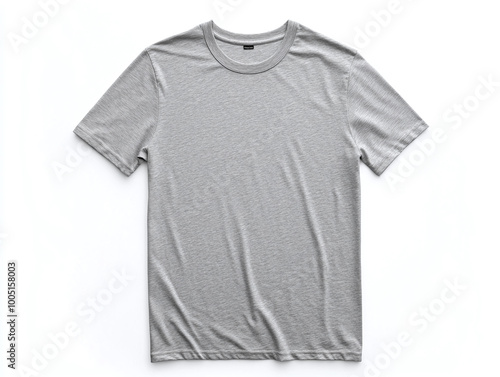 A plain grey round-neck t-shirt, displayed flat on a white background