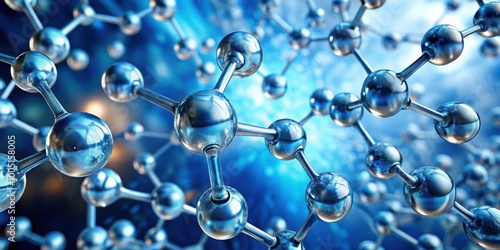 Oil liquid and water molecules atom structure in a render background, oil, liquid, water, molecules, atom, structure