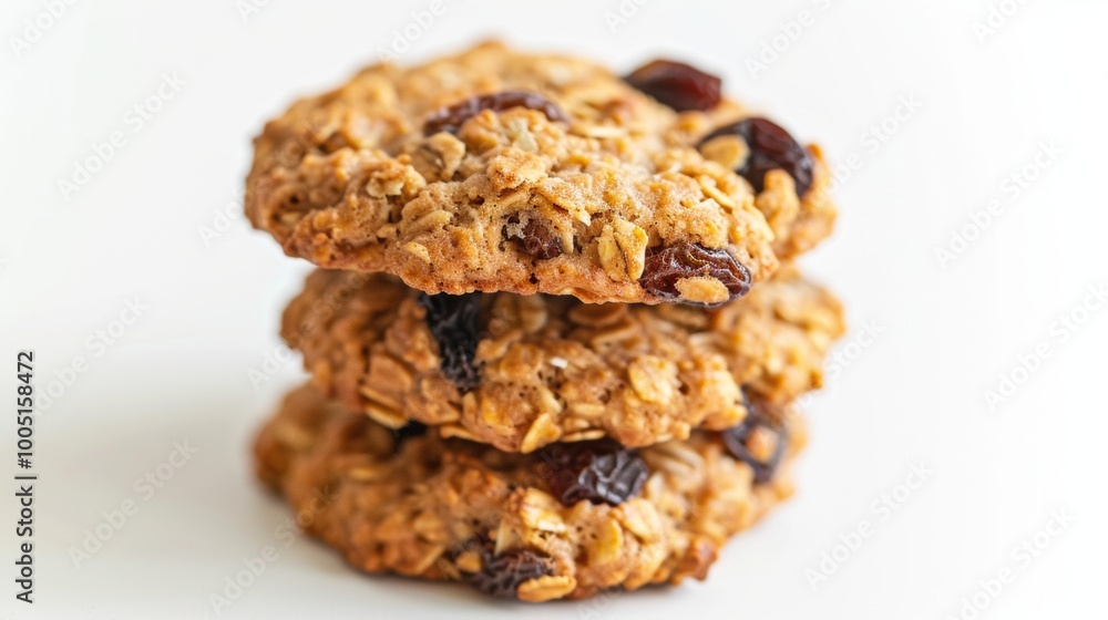 Raisin cookies closeup view isolated over white background Raisin cookies closeup view isolated over white background