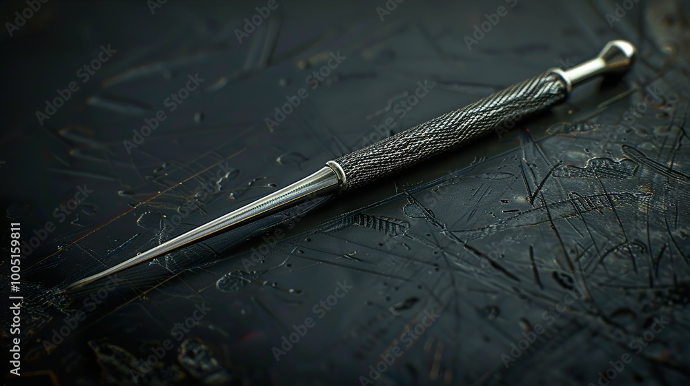 Silver Tool with Intricate Detail: A Close-Up Photography Silver Tool with Intricate Detail: A Close-Up Photography