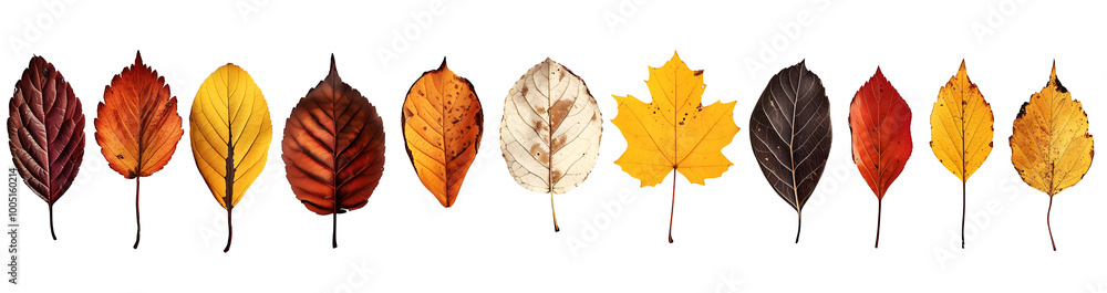 Obraz premium set of autumn leaves on white background