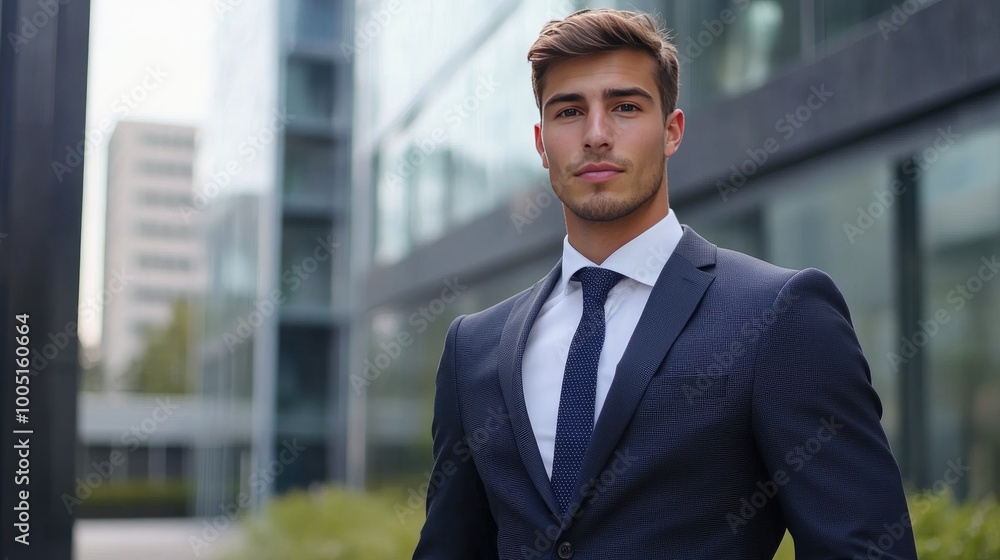 Confident Young Man in Business Suit Outdoors Confident Young Man in Business Suit Outdoors