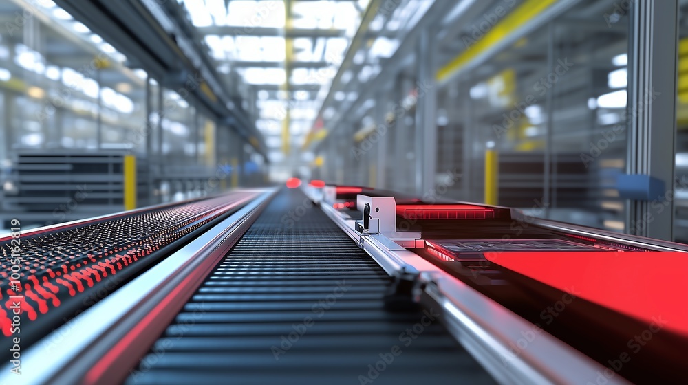 Fototapeta premium Explore How High-Tech Conveyors Equipped with AI-Powered Features Revolutionize Material Handling in Modern Industries