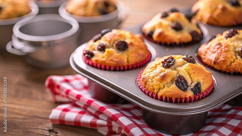 Homemade Raisin cupcake closeup view Homemade Raisin cupcake closeup view