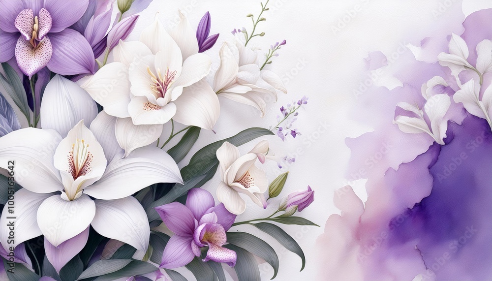 Elegant Floral Arrangement with Soft Purple Accents Elegant Floral Arrangement with Soft Purple Accents