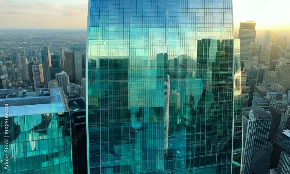 Light and Shadow Play on a Glass Office Tower, Capturing Dynamic Reflections on a Modern Facade Light and Shadow Play on a Glass Office Tower, Capturing Dynamic Reflections on a Modern Facade