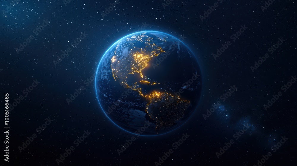 Earth illuminated at night from space Earth illuminated at night from space