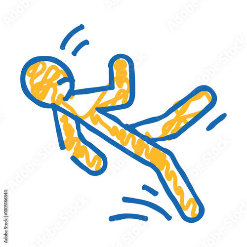 slipped man fall accident doodle icon sketch vector. slipped man fall accident sign. isolated symbol illustration