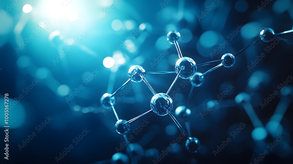 Abstract Representation of a Molecular Structure with a Blue Background Abstract Representation of a Molecular Structure with a Blue Background