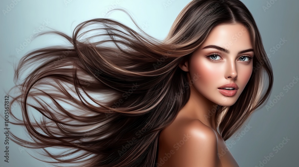 Woman with Flowing Brunette Hair Woman with Flowing Brunette Hair