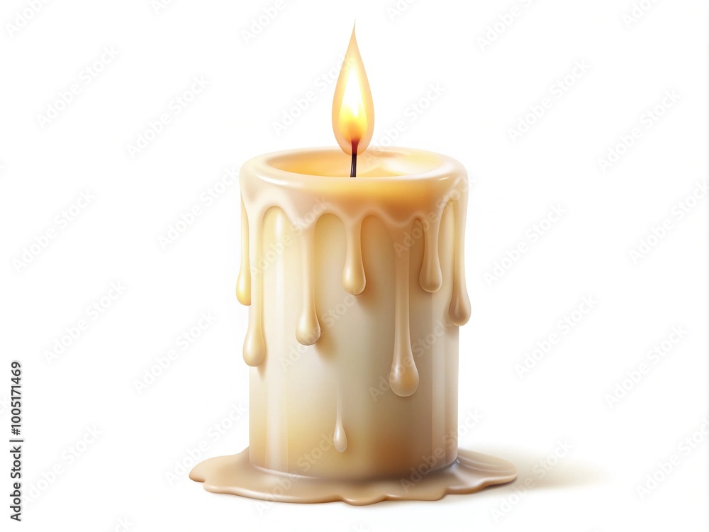 Elegant transparent candle illustration with soft flame and delicate wax drips, isolated on a white background, perfect for subtle ambiance and sophisticated designs. Elegant transparent candle illustration with soft flame and delicate wax drips, isolated on a white background, perfect for subtle ambiance and sophisticated designs.