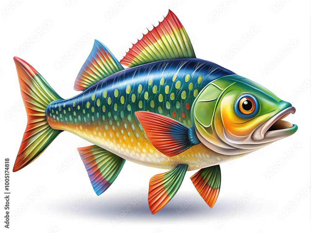 Vibrant fish vector illustration set against a clean white background, perfect for enhancing graphic design and art projects with lively aquatic visuals and colors. Vibrant fish vector illustration set against a clean white background, perfect for enhancing graphic design and art projects with lively aquatic visuals and colors.