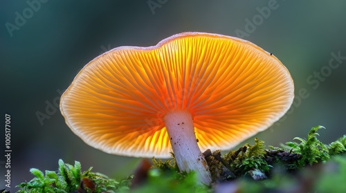 Illuminated Mushroom Cap Glowing in Nature