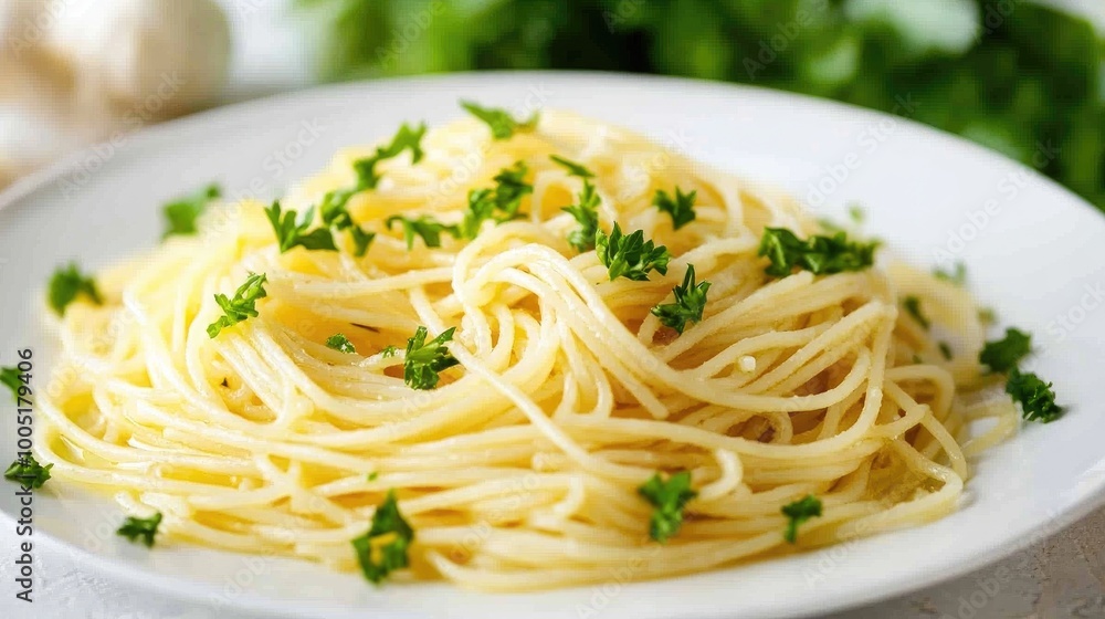 Elegant Pasta Dish with Fresh Herbs and Garlic Elegant Pasta Dish with Fresh Herbs and Garlic