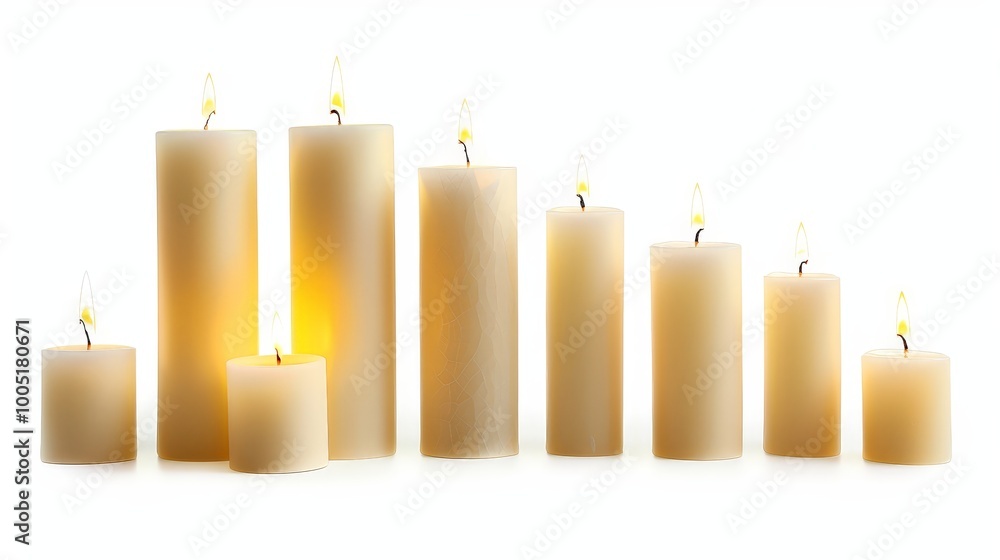 Burning Candles Isolated On White Background Burning Candles Isolated On White Background