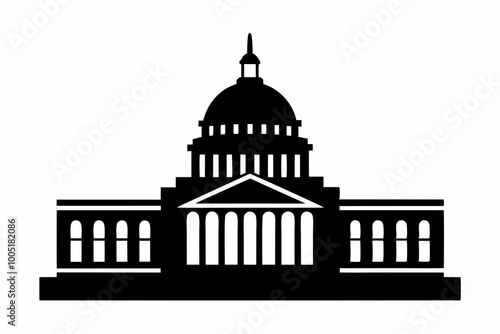 Washington Capitol building skyline silhouette vector



