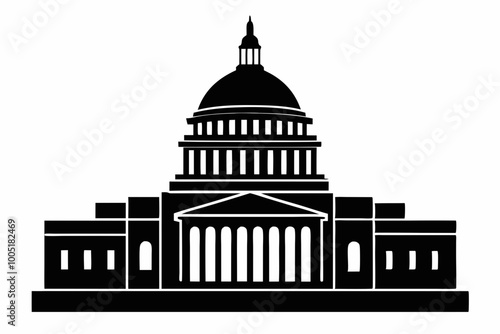 Washington Capitol building skyline silhouette vector



