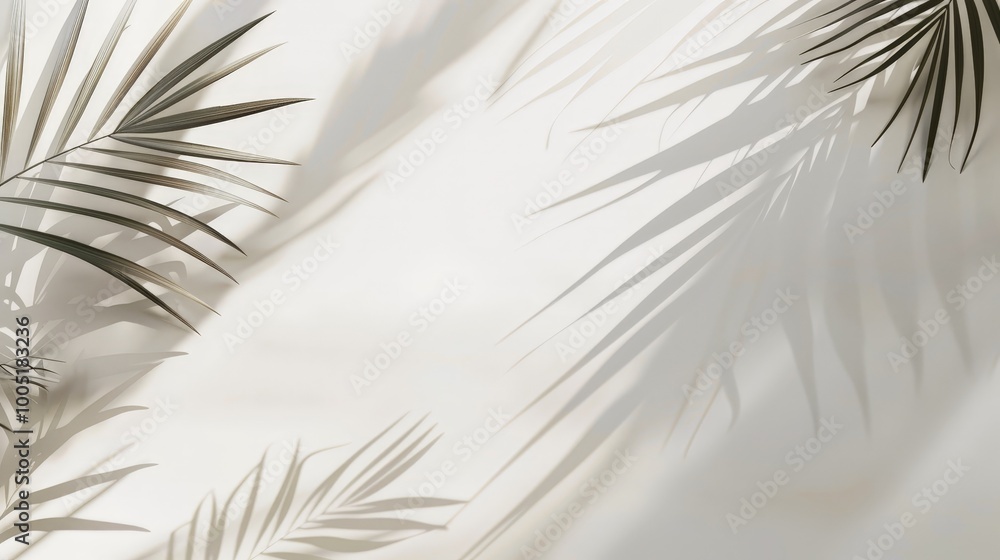 Obraz premium Palm Leaf Shadows on a White Wall