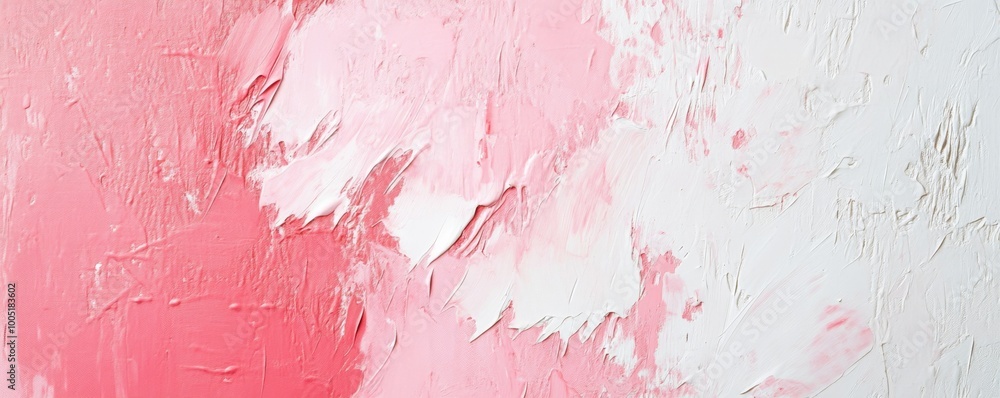 Fototapeta premium Textured pink and white abstract painting, close