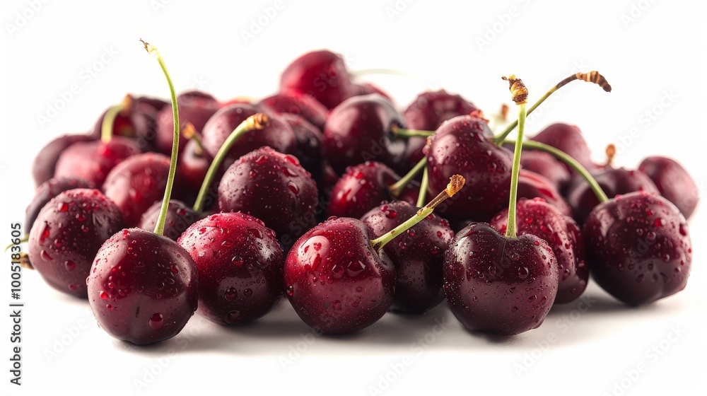 Juicy Red Cherries Isolated On White Background Juicy Red Cherries Isolated On White Background