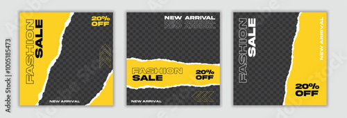 Set of three black friday sale social media pack template premium vector