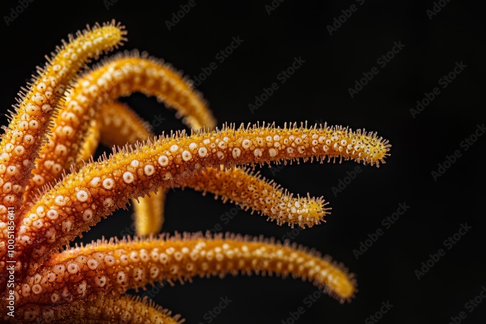 the beside view Brittle Stars, left side view, white copy space on right, Isolated on dark Background the beside view Brittle Stars, left side view, white copy space on right, Isolated on dark Background