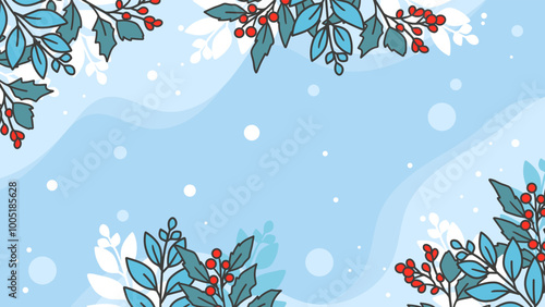 Winter Frost Foliage Serenity Moment Background. Perfect for holiday cards, seasonal decor, invitations, or any creative project needing a touch of winter elegance.