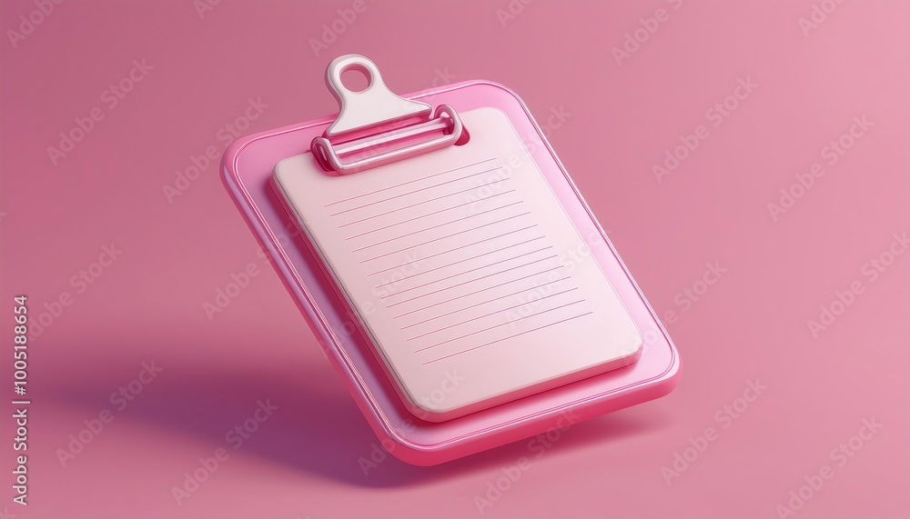 A pink clipboard with a textured surface, featuring a clip at the top, set against a complementary pink background. A pink clipboard with a textured surface, featuring a clip at the top, set against a complementary pink background.