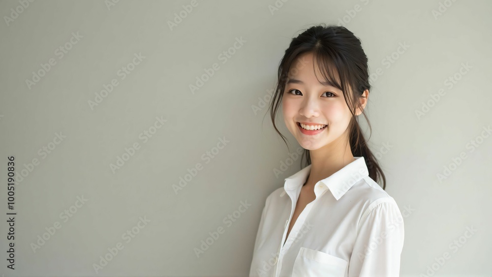 Portrait of a Japanese Woman with a Natural Smile - Bright and Clean Expression Portrait of a Japanese Woman with a Natural Smile - Bright and Clean Expression