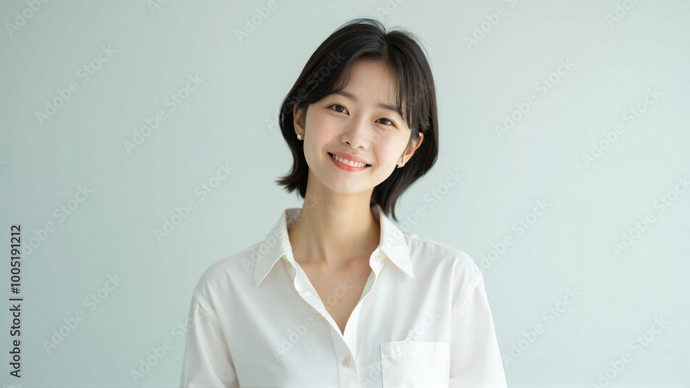 Portrait of a Japanese Woman with a Natural Smile - Bright and Clean Expression Portrait of a Japanese Woman with a Natural Smile - Bright and Clean Expression