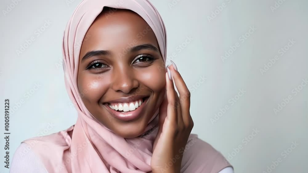 Smiling Woman in Hijab with Soft Lighting Showing Joy and Emotion Smiling Woman in Hijab with Soft Lighting Showing Joy and Emotion