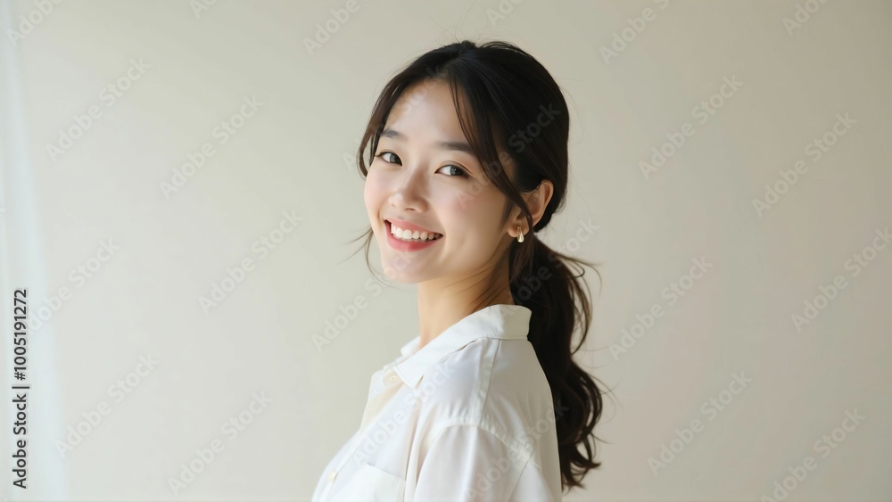 Portrait of a Japanese Woman with a Natural Smile - Bright and Clean Expression Portrait of a Japanese Woman with a Natural Smile - Bright and Clean Expression