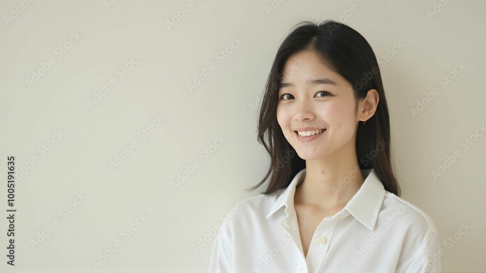 Portrait of a Japanese Woman with a Natural Smile - Bright and Clean Expression Portrait of a Japanese Woman with a Natural Smile - Bright and Clean Expression