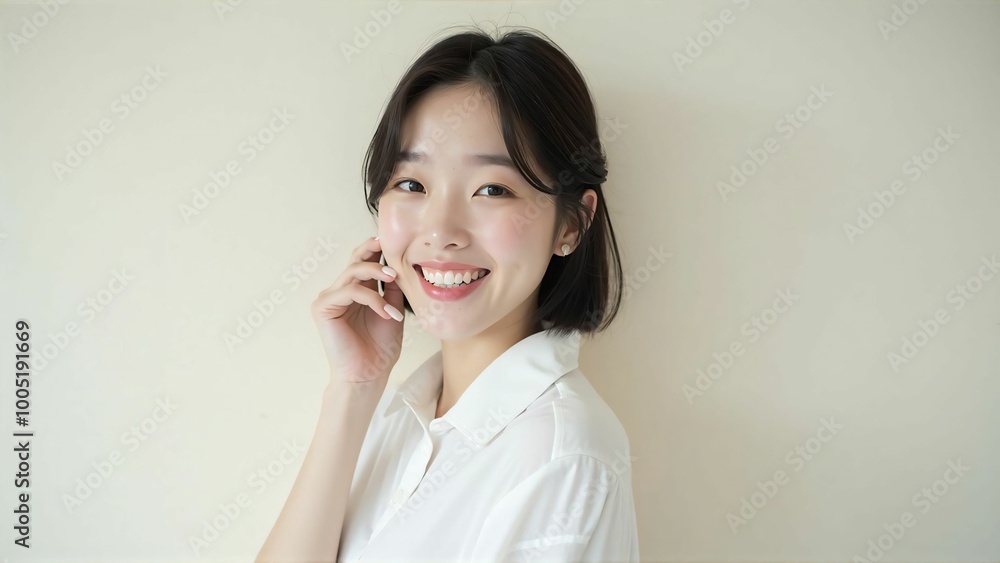 Portrait of a Japanese Woman with a Natural Smile - Bright and Clean Expression Portrait of a Japanese Woman with a Natural Smile - Bright and Clean Expression