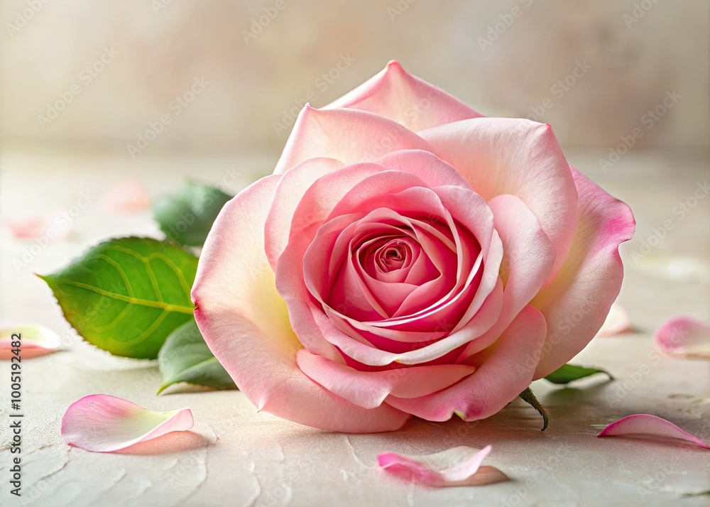 Vibrant pink rose with delicate petals and subtle texture, set against a soft, creamy white background, evoking feelings of love, elegance, and serenity. Vibrant pink rose with delicate petals and subtle texture, set against a soft, creamy white background, evoking feelings of love, elegance, and serenity.
