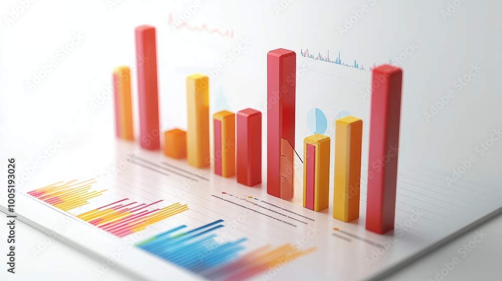 Colorful Bar Graph and Chart on White Background Colorful Bar Graph and Chart on White Background