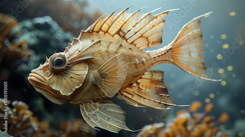 Stunning Close-Up of a Fish with Intricate Fins photo