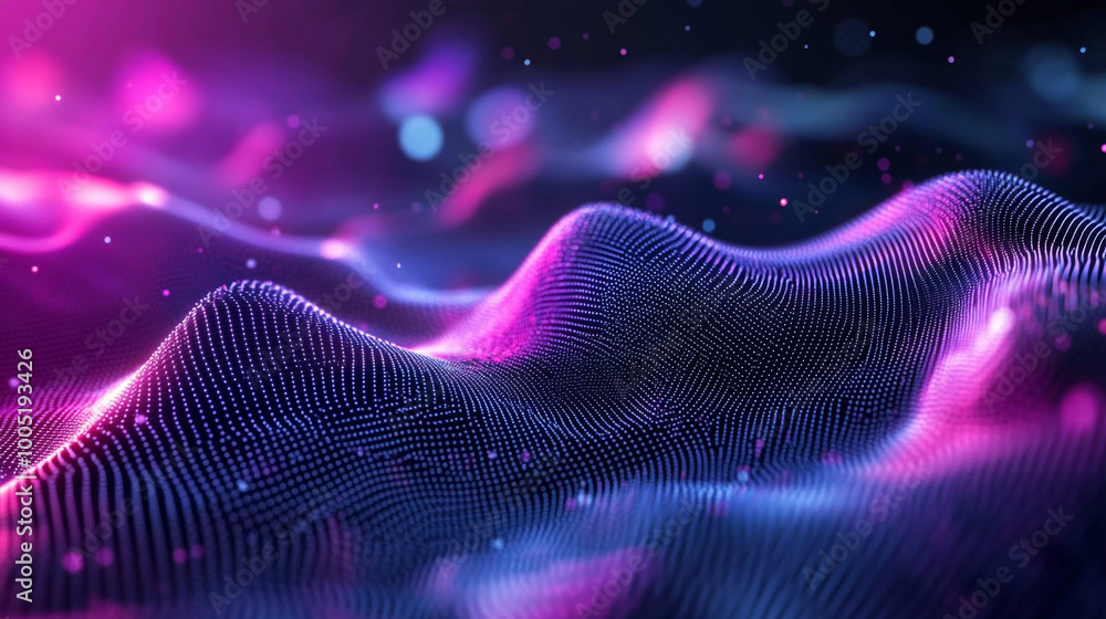 Vibrant Waves of Light in a Digital Landscape. Abstract visualization of colorful waves, depicting a mesmerizing blend of light and motion, creating a sense of depth. Vibrant Waves of Light in a Digital Landscape. Abstract visualization of colorful waves, depicting a mesmerizing blend of light and motion, creating a sense of depth.