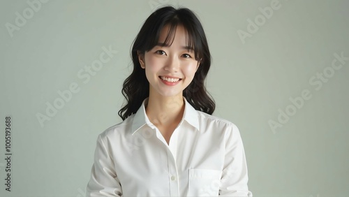 Confident Asian Businesswoman in White Shirt – Professional Portrait