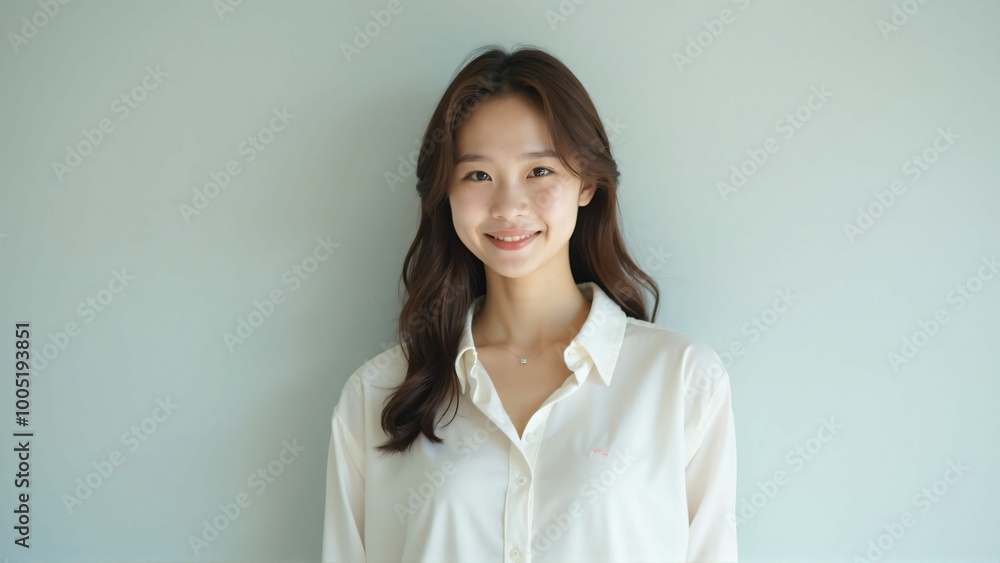 Confident Asian Businesswoman in White Shirt – Professional Portrait Confident Asian Businesswoman in White Shirt – Professional Portrait