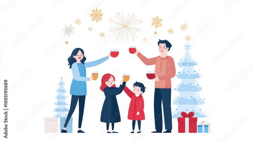 Family members toasting with tea sharing blessings and well-wishes for a prosperous and healthy new year Family members toasting with tea sharing blessings and well-wishes for a prosperous and healthy new year