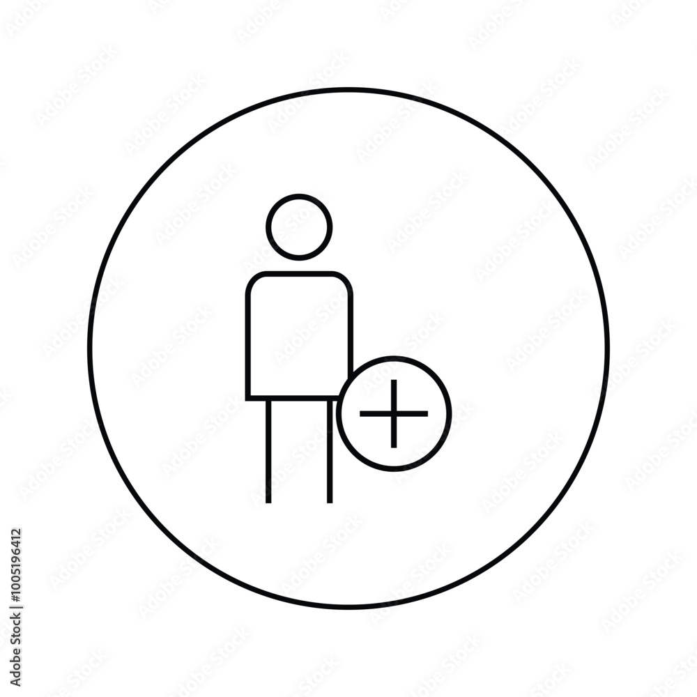 Person circle plus Line out icon with circle. Person circle plus Line out icon with circle.